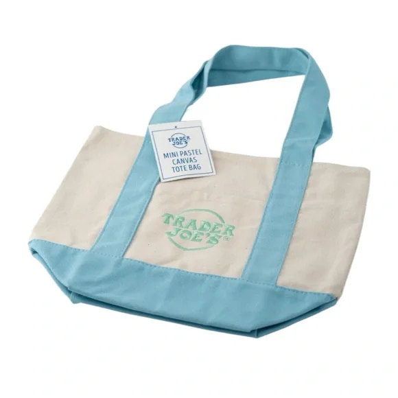 Viral TRADER JOES Mini Pastel Canvas Tote Bag DELICATE PINK - Picture 5 of 12